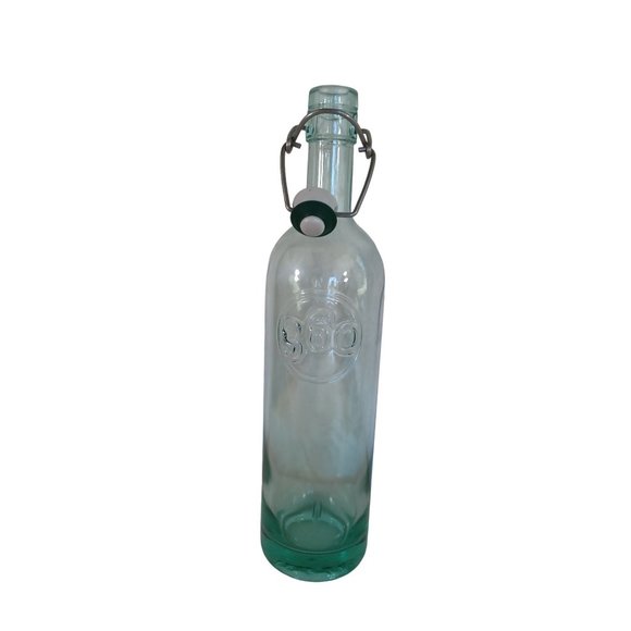 Green Glass Flip Top 360 Collectible Bottle 13" Tall Reusable Sealing - Picture 1 of 6